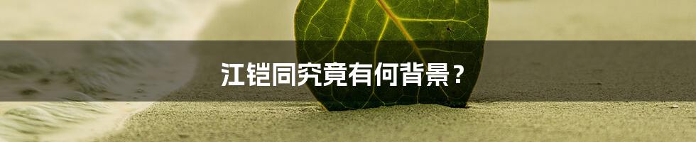 江铠同究竟有何背景?