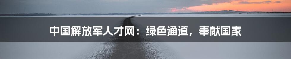 中国解放军人才网:绿色通道,奉献国家