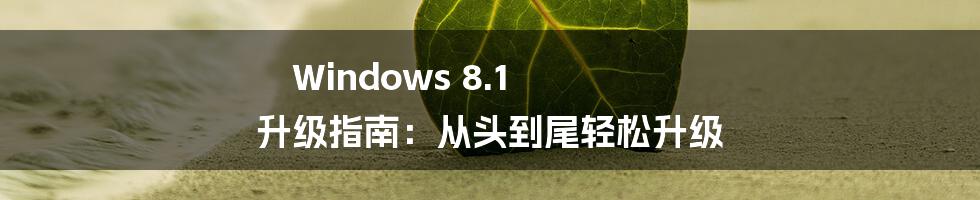 Windows 8.1 升级指南:从头到尾轻松升级