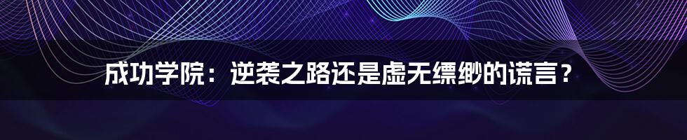 成功学院:逆袭之路还是虚无缥缈的谎言?