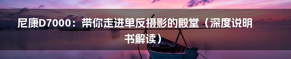 尼康D7000:带你走进单反摄影的殿堂(深度说明书解读)
