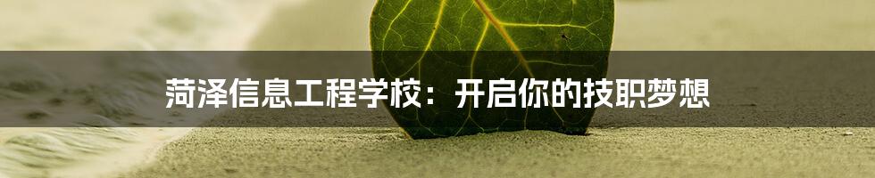 菏泽信息工程学校:开启你的技职梦想
