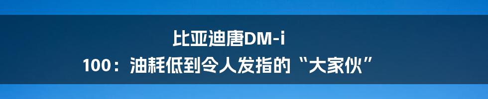 比亚迪唐DM-i 100:油耗低到令人发指的“大家伙”
