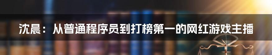 沈晨:从普通程序员到打榜第一的网红游戏主播
