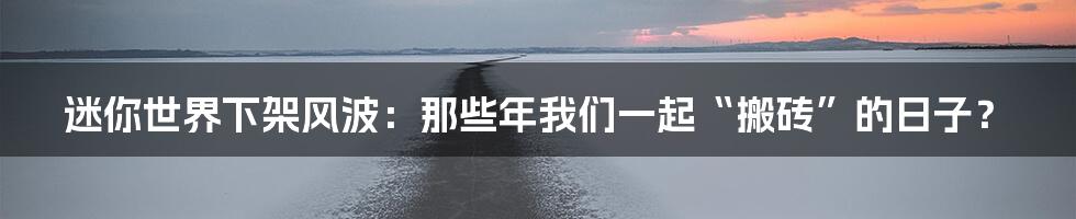 迷你世界下架风波:那些年我们一起“搬砖”的日子?