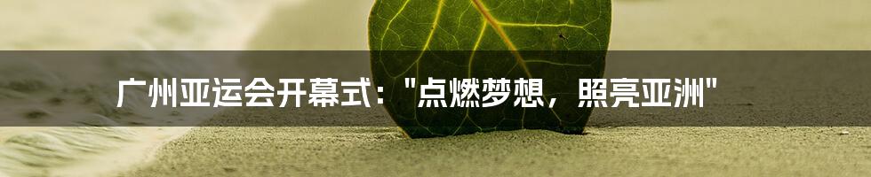 广州亚运会开幕式:"点燃梦想,照亮亚洲"