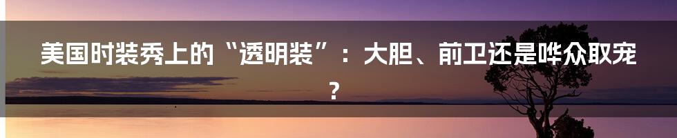 美国时装秀上的“透明装”:大胆、前卫还是哗众取宠?