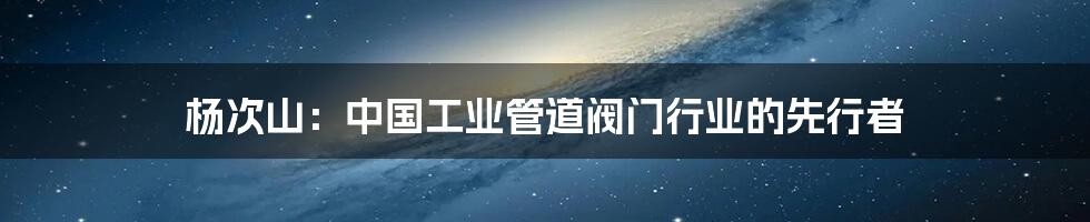 杨次山:中国工业管道阀门行业的先行者