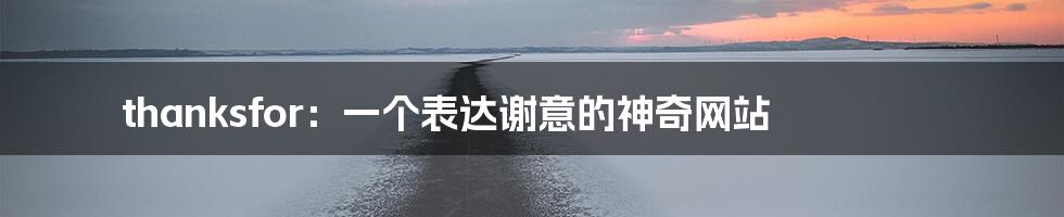 thanksfor:一个表达谢意的神奇网站