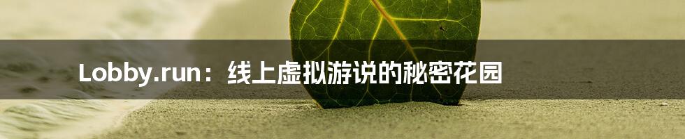 Lobby.run:线上虚拟游说的秘密花园