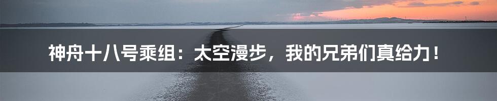 神舟十八号乘组:太空漫步,我的兄弟们真给力!