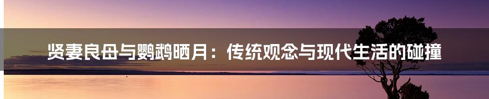 贤妻良母与鹦鹉晒月:传统观念与现代生活的碰撞
