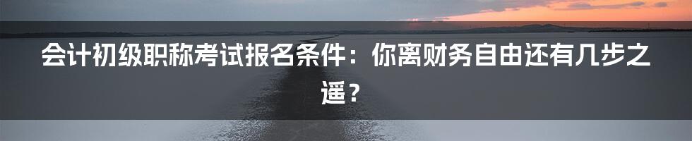 会计初级职称考试报名条件:你离财务自由还有几步之遥?