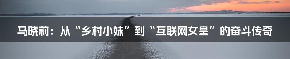 马晓莉:从“乡村小妹”到“互联网女皇”的奋斗传奇