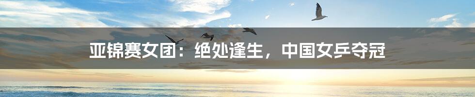 亚锦赛女团:绝处逢生,中国女乒夺冠