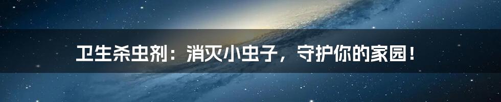 卫生杀虫剂:消灭小虫子,守护你的家园!