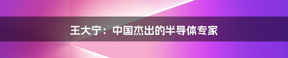 王大宁:中国杰出的半导体专家