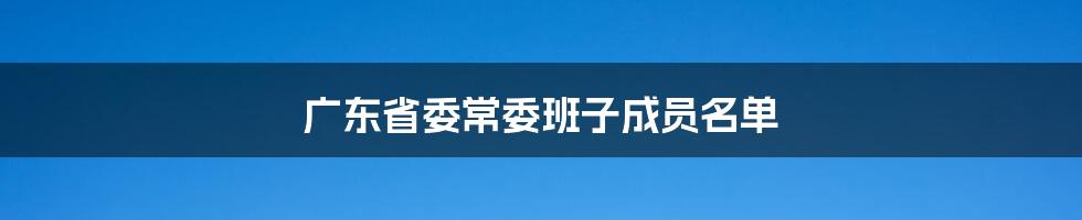 广东省委常委班子成员名单