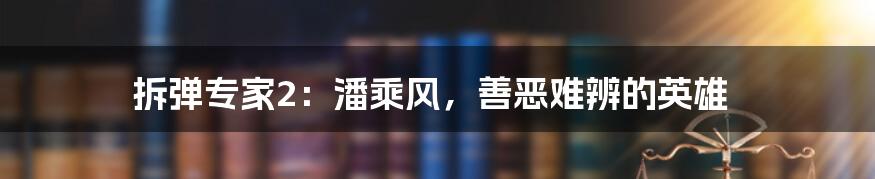 拆弹专家2:潘乘风,善恶难辨的英雄