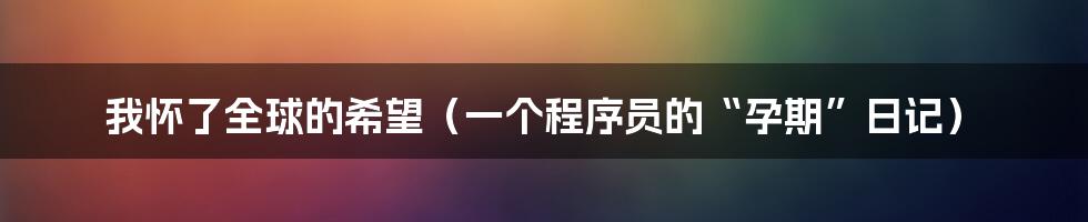 我怀了全球的希望(一个程序员的“孕期”日记)