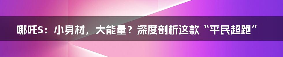 哪吒S:小身材,大能量?深度剖析这款“平民超跑”