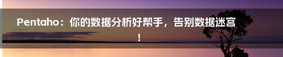 Pentaho:你的数据分析好帮手,告别数据迷宫!