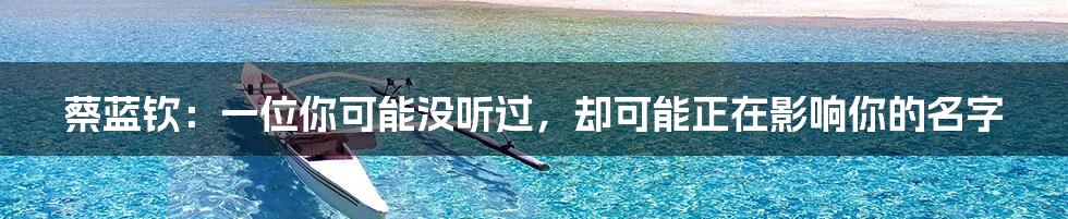 蔡蓝钦:一位你可能没听过,却可能正在影响你的名字