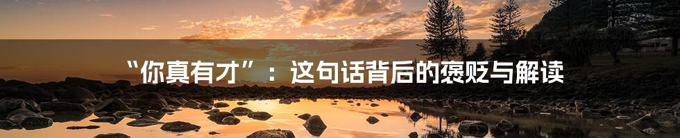 “你真有才”:这句话背后的褒贬与解读