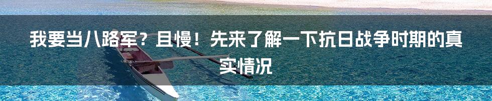我要当八路军?且慢!先来了解一下抗日战争时期的真实情况