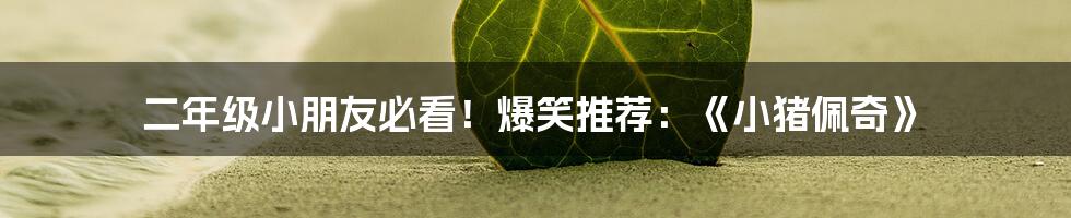 二年级小朋友必看!爆笑推荐:《小猪佩奇》