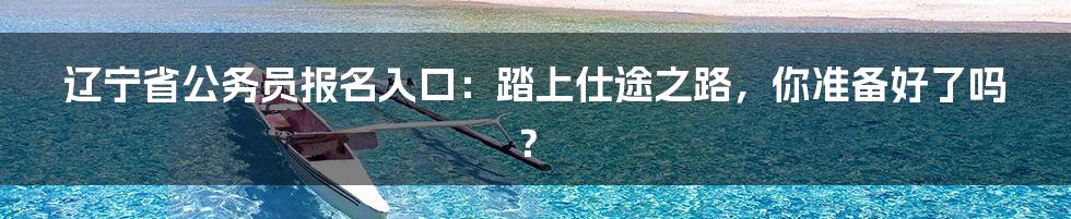 辽宁省公务员报名入口:踏上仕途之路,你准备好了吗?