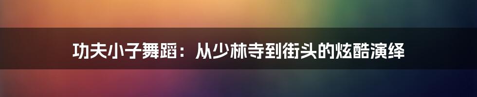 功夫小子舞蹈:从少林寺到街头的炫酷演绎