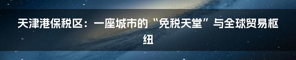 天津港保税区:一座城市的“免税天堂”与全球贸易枢纽