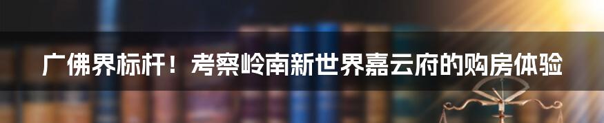 广佛界标杆!考察岭南新世界嘉云府的购房体验
