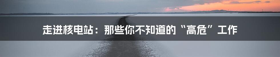 走进核电站：那些你不知道的“高危”工作