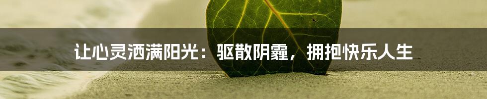 让心灵洒满阳光:驱散阴霾,拥抱快乐人生