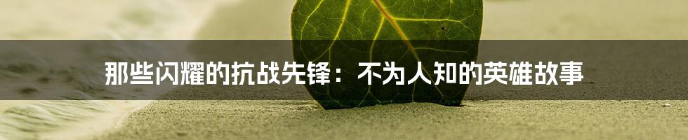 那些闪耀的抗战先锋:不为人知的英雄故事