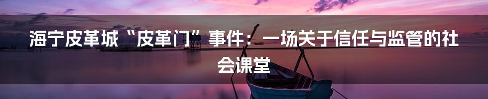 海宁皮革城“皮革门”事件:一场关于信任与监管的社会课堂