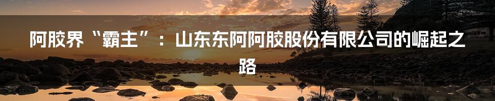 阿胶界“霸主”:山东东阿阿胶股份有限公司的崛起之路