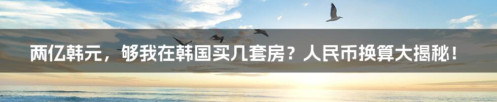 两亿韩元,够我在韩国买几套房?人民币换算大揭秘!