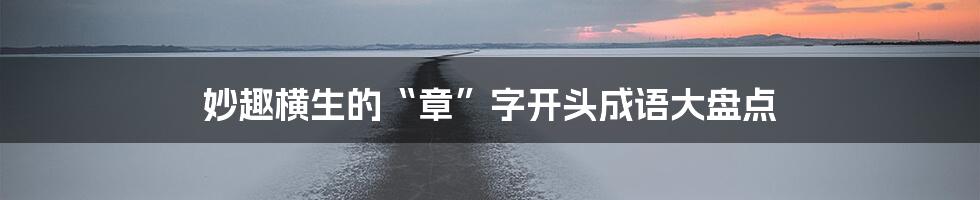 妙趣横生的“章”字开头成语大盘点