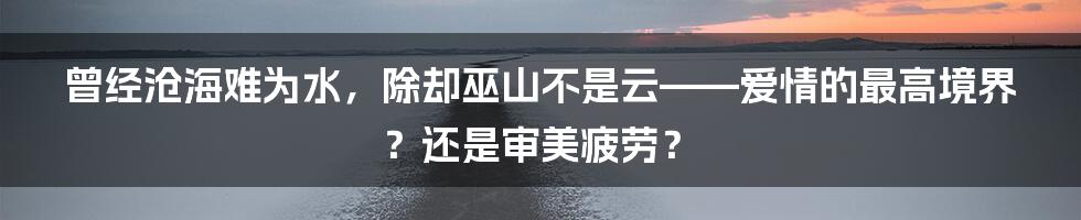 曾经沧海难为水,除却巫山不是云——爱情的最高境界?还是审美疲劳?