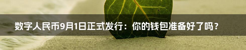 数字人民币9月1日正式发行：你的钱包准备好了吗？