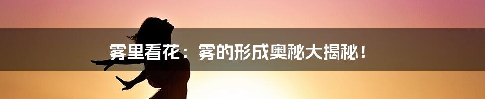 雾里看花:雾的形成奥秘大揭秘!