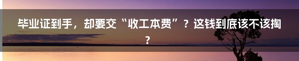 毕业证到手,却要交“收工本费”?这钱到底该不该掏?
