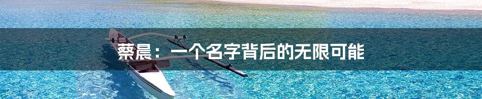 蔡晨:一个名字背后的无限可能