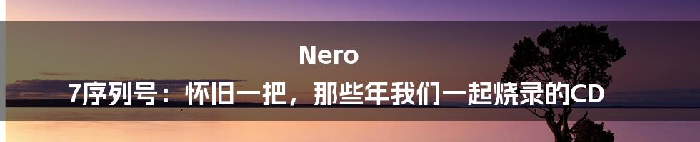 Nero 7序列号:怀旧一把,那些年我们一起烧录的CD