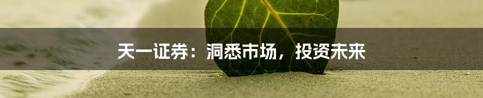 天一证券:洞悉市场,投资未来