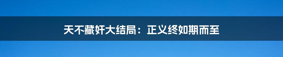 天不藏奸大结局：正义终如期而至