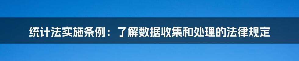 统计法实施条例:了解数据收集和处理的法律规定